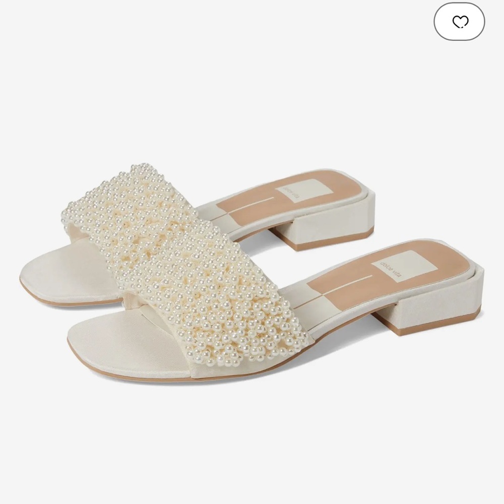 Dolce Vita Pearl-Beaded Cream Slide Sandals - Picture 5 of 7